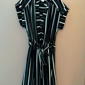Navy Blue and White Stripped Dress